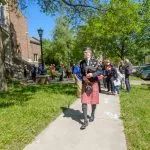 Person playing the bagpipes
