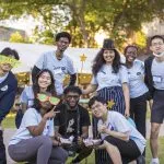 Student workers posing at Reunion
