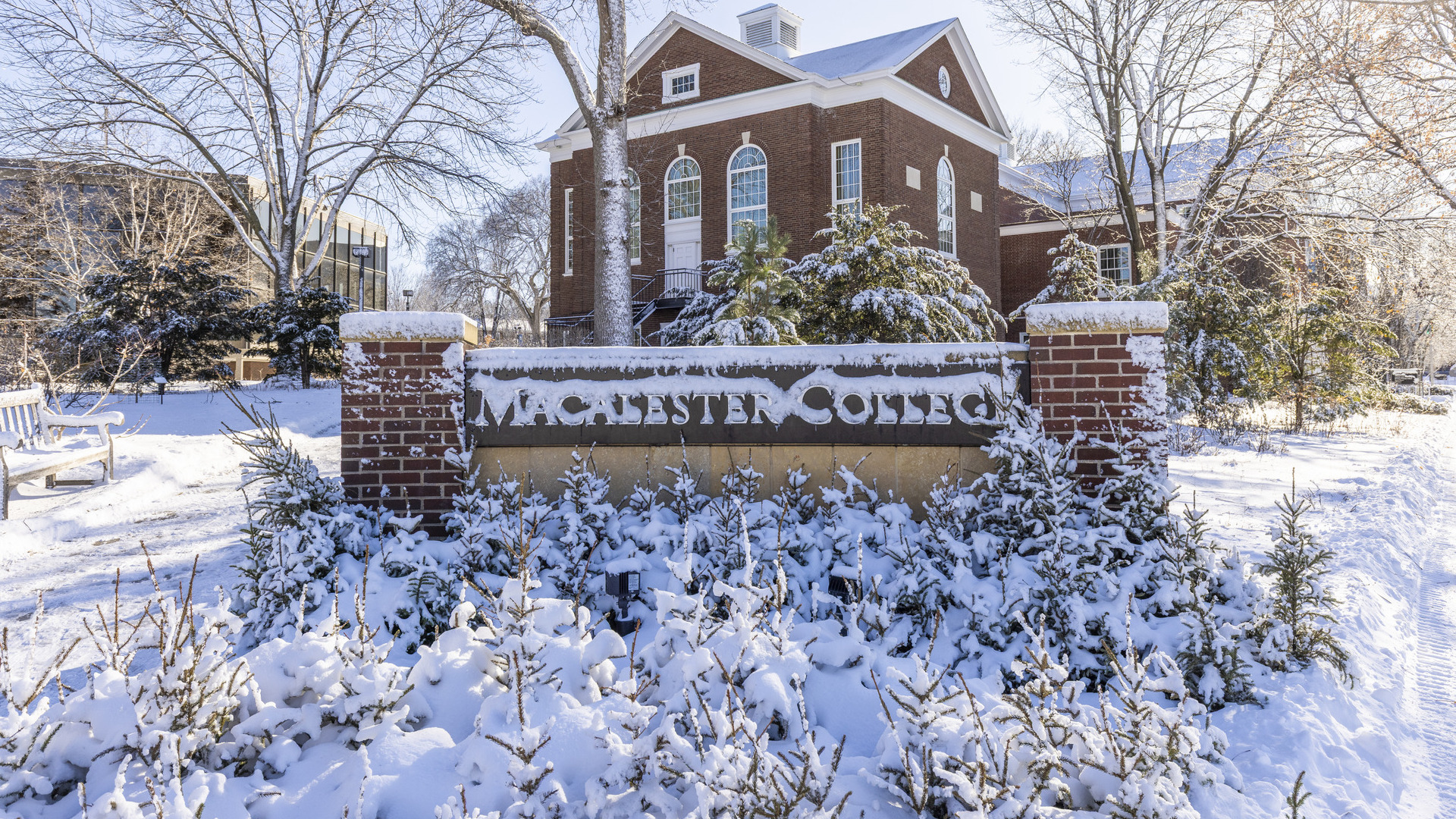 Macalester campus on a snowy day