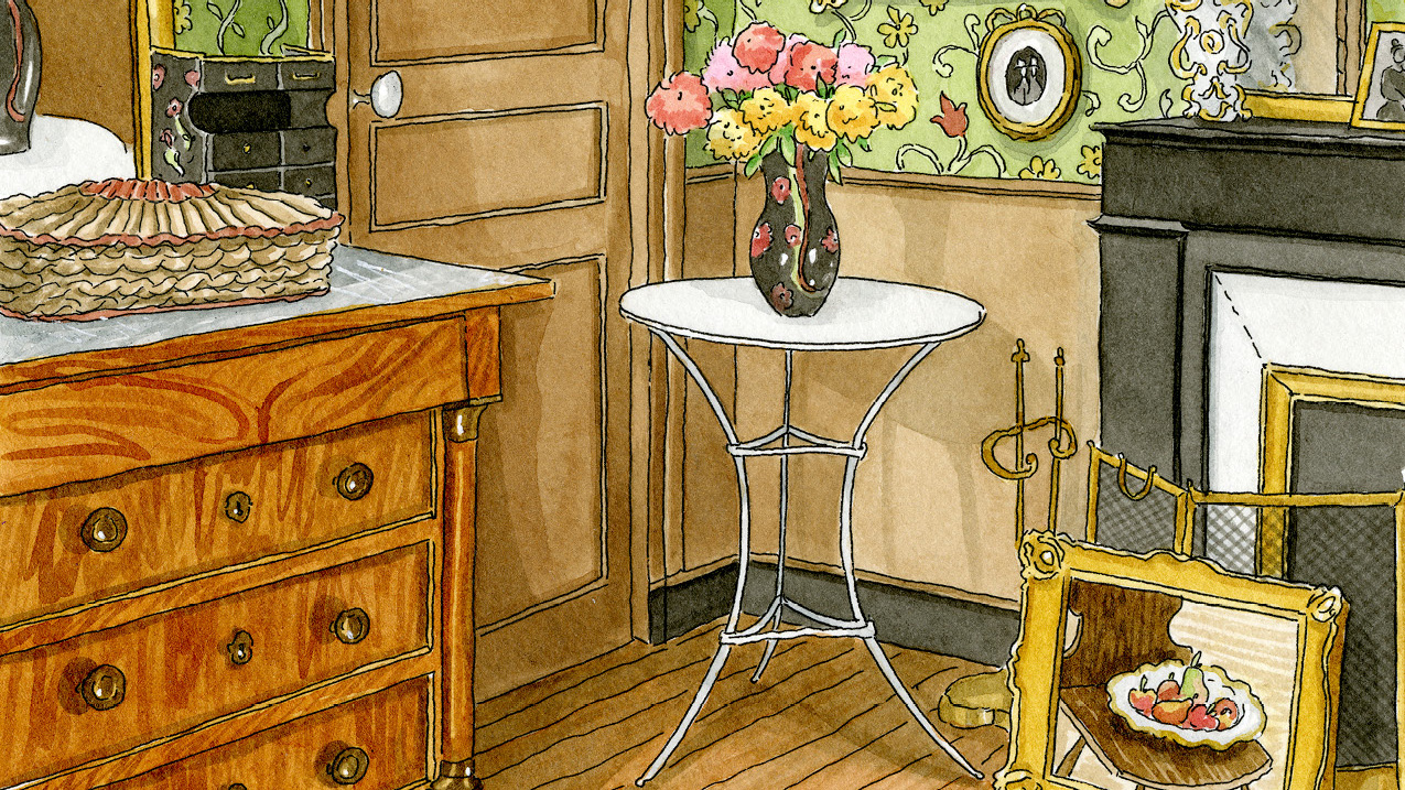 Close-up of artwork by Cora Trout '16