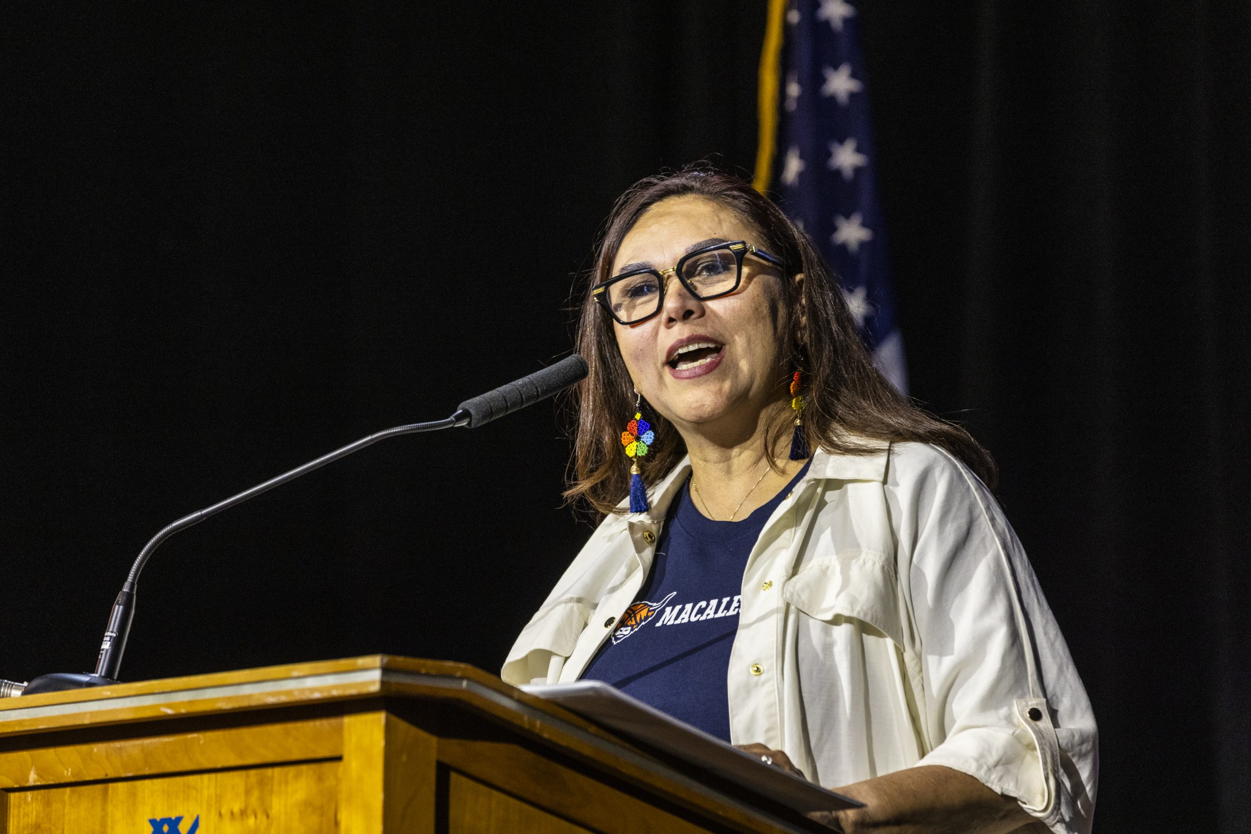 Gloria Perez speaks on campus in 2026.