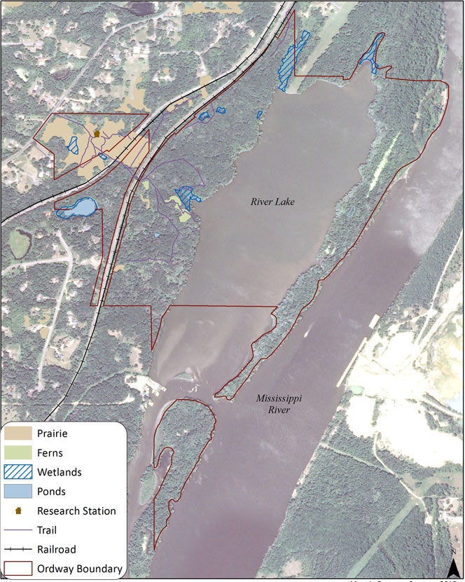 Aerial map of Ordway Field Station