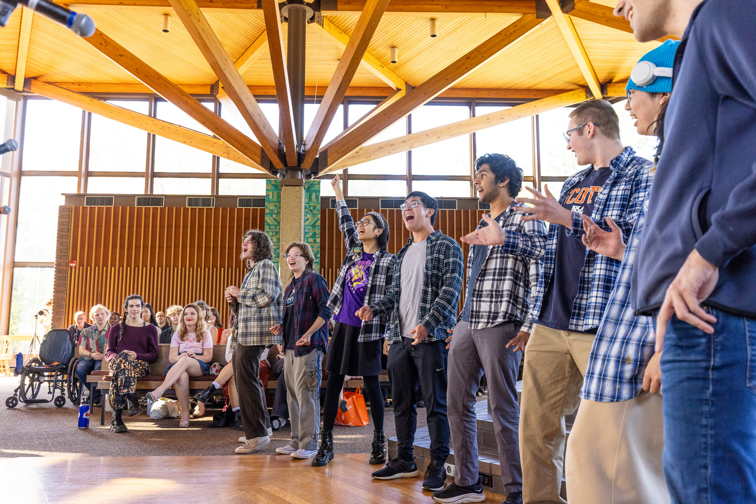 A group of students stage a vocal performance at Mac Fest.