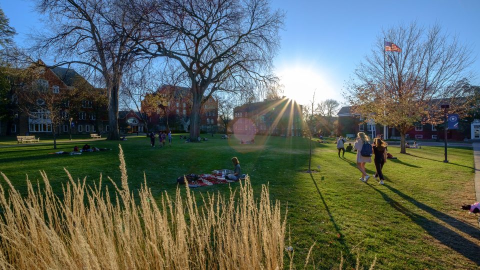 Photo of a sunrise on campus.