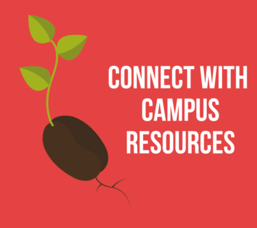 Graphic of a plant root with caption "Connect With Campus Resources"