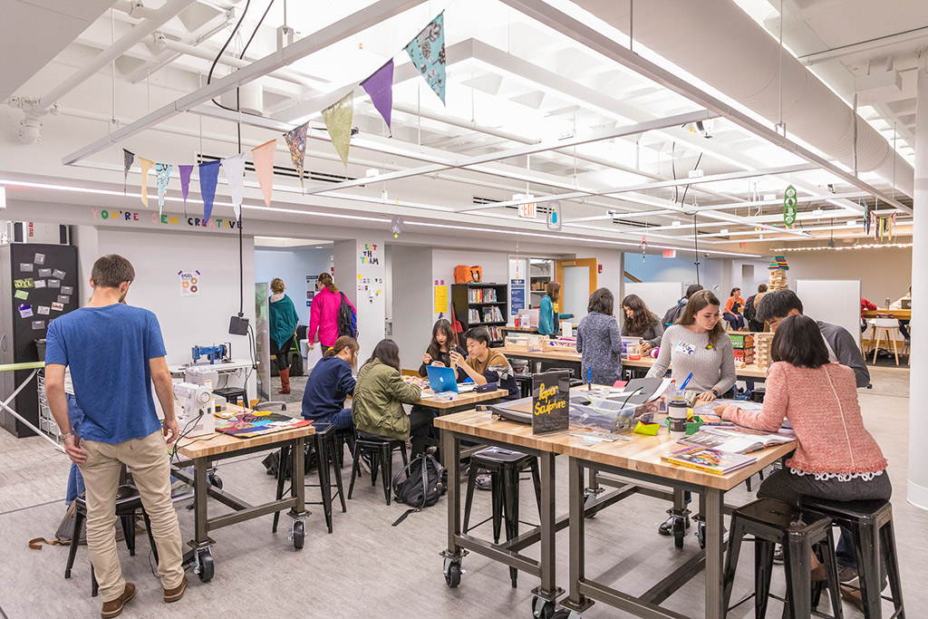 Photo of students working in the Idea Lab