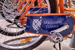 close up of Macalester branded bicycle