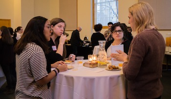 Macalester English students listen as an alumna discusses her career path