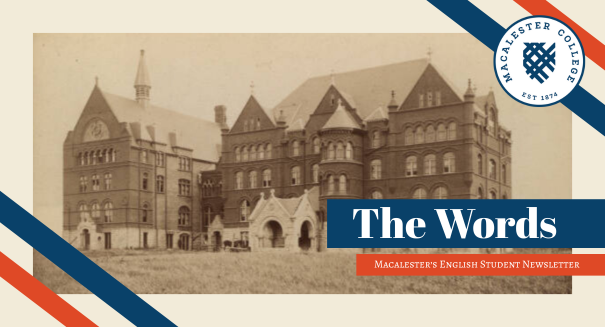 Masthead for the Words with old picture of Old Main.