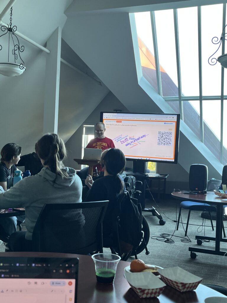 Jim Dawes leading his Taylor Swift Lit Salon