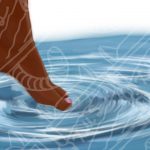 Foot dipping into water painting