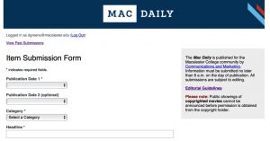 Screenshot of The Mac Daily submission form