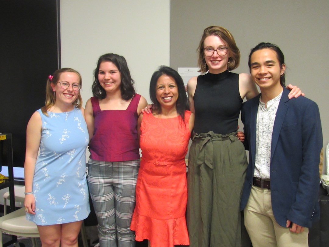 Four students and Professor Sonita Sarker